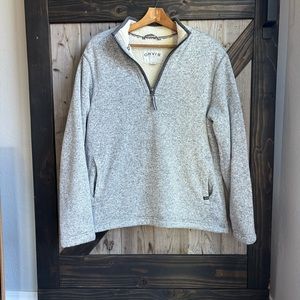 Orvis gray 1/4 zip Sherpa lined pullover size large